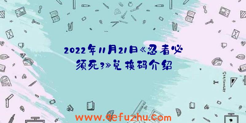 2022年11月21日《忍者必须死3》兑换码介绍