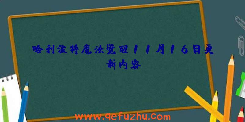 哈利波特魔法觉醒11月16日更新内容