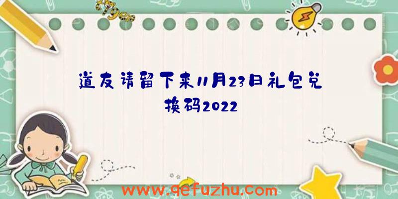 道友请留下来11月23日礼包兑换码2022